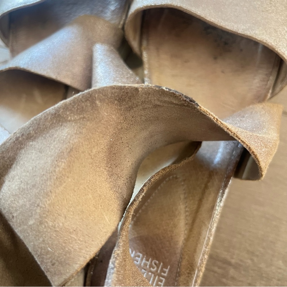 Eileen Fisher Sport Sandal Wedge‎ Women 8.5 Bronze Frozen Metallic Suede Strappy - Picture 13 of 13